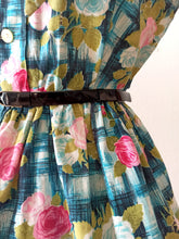 Carica l&#39;immagine nel visualizzatore di Gallery, 1950s 1960s - BÉATRICE, Paris - Precious Roseprint Cotton Dress - W28.5 (72cm)
