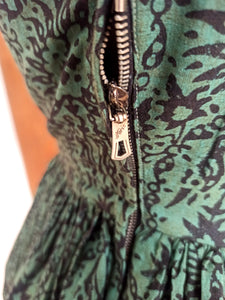 1950s 1960s - Gorgeous Green Cotton Dress - W26 (66cm)