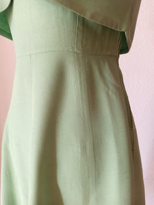 1940s - Delightful Apple Green Embroidery Bolero Dress - W24.5 (62cm)