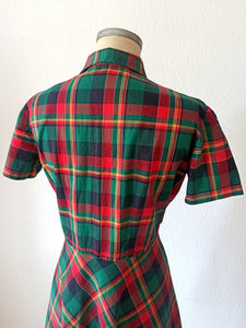 1950s - Gorgeous Tartan Cotton Dress - W33 (84cm)