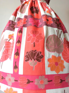 1950s 1960s - Gorgeous Plants Floral Print Cotton Dress - W29 (74cm)