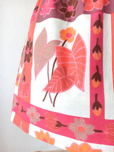 1950s 1960s - Gorgeous Plants Floral Print Cotton Dress - W29 (74cm)