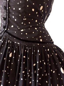1950s - Spectacular Black Cotton Dress - W29 (74cm)