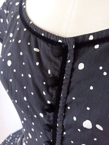 1950s - Spectacular Black Cotton Dress - W29 (74cm)
