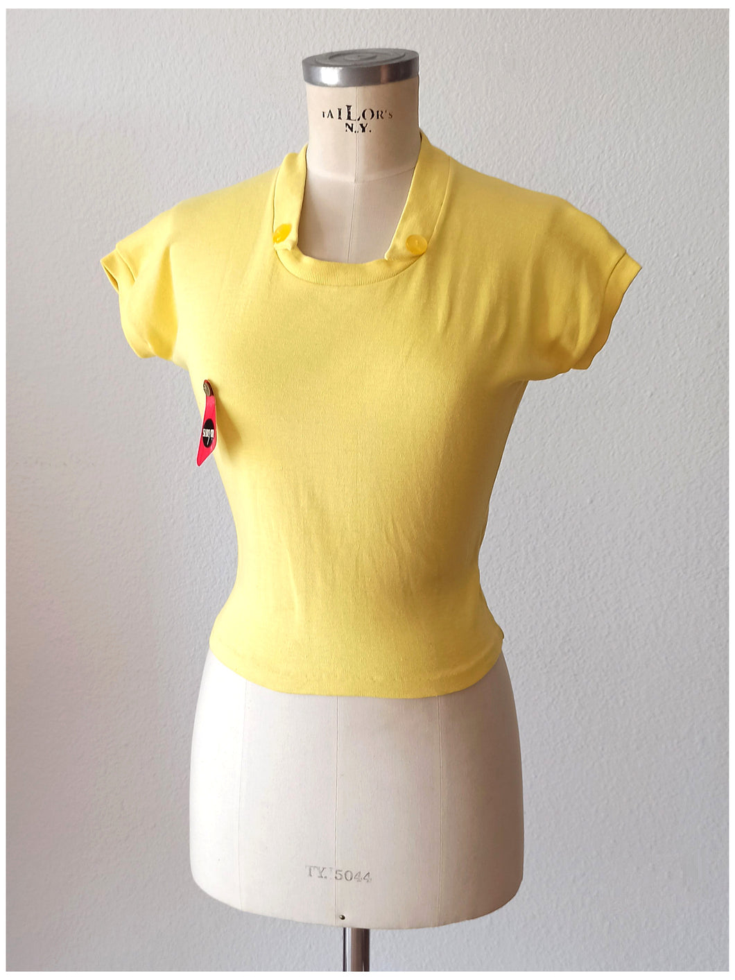 1950s - SUBLYM - Deadstock Yellow Cotton Top - Sz 2