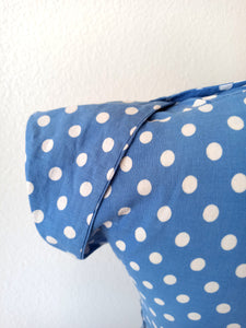 1940s - Delightful Blue Dotted Cotton Dress - W28 (70cm)