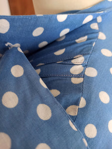 1940s - Delightful Blue Dotted Cotton Dress - W28 (70cm)