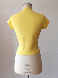 1950s - SUBLYM - Deadstock Yellow Cotton Top - Sz 2