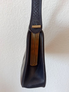 1940s - Exquisite Black Leather Handbag