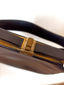 1940s - Exquisite Black Leather Handbag