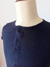 Load image into Gallery viewer, 1930s 1940s - CASTAÑER - Deadstock Navy Henley Cotton Shirt - One Size
