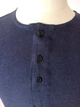 Load image into Gallery viewer, 1930s 1940s - CASTAÑER - Deadstock Navy Henley Cotton Shirt - One Size
