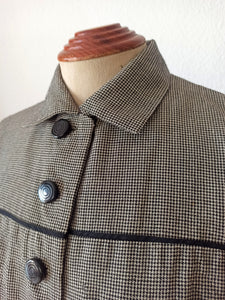 1950s - Exquisite Houndstooth Soft Wool Dress - W24.5 (62cm)