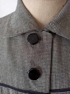 1950s - Exquisite Houndstooth Soft Wool Dress - W24.5 (62cm)