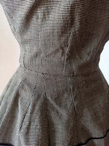 1950s - Exquisite Houndstooth Soft Wool Dress - W24.5 (62cm)