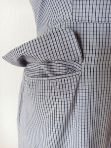 1950s - FRANCE - Gorgeous Grey Cotton Pockets Dress - W29 (74cm)