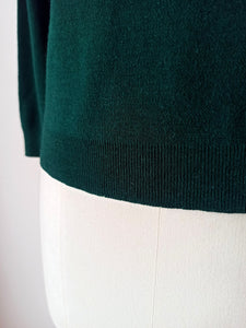 1960s - DEADSTOCK - VICENTE, Spain - Forest Green Knit Sweater - Sz 3