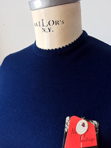 1960s - DEADSTOCK - VICENTE, Spain - Navy Knit Sweater - Sz 4