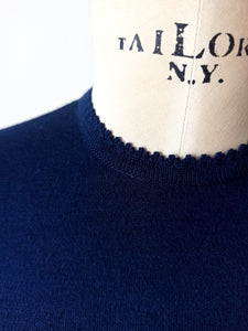 1960s - DEADSTOCK - VICENTE, Spain - Navy Knit Sweater - Sz 4