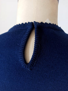 1960s - DEADSTOCK - VICENTE, Spain - Navy Knit Sweater - Sz 4