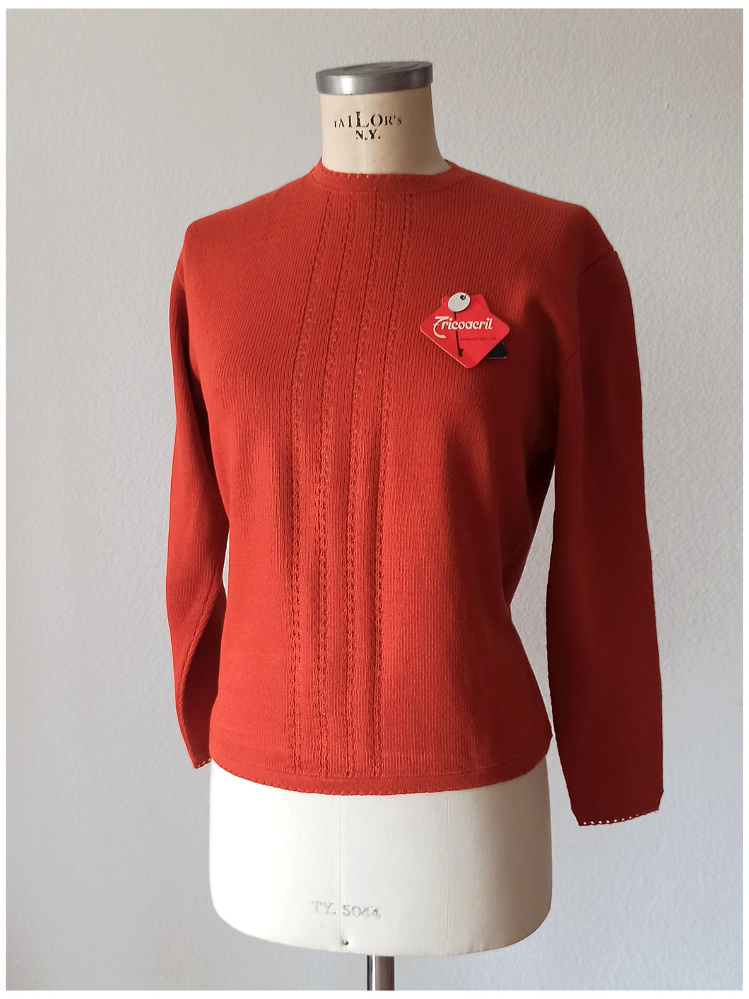 1960s - DEADSTOCK - MACAP, Spain - Brick Knit Sweater - Sz 3