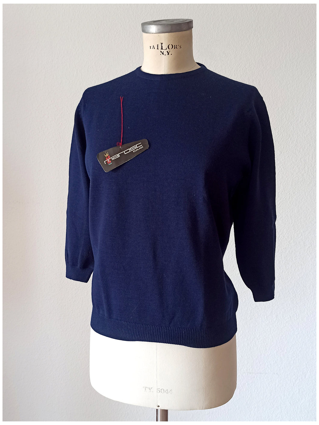 1960s - DEADSTOCK - MAROSC, Spain - Navy Knit Cardigan - Sz 3