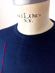 1960s - DEADSTOCK - MAROSC, Spain - Navy Knit Cardigan - Sz 3
