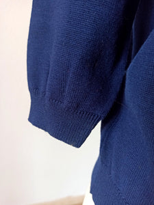 1960s - DEADSTOCK - MAROSC, Spain - Navy Knit Cardigan - Sz 3