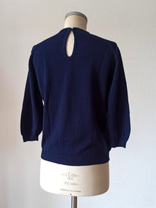 1960s - DEADSTOCK - MAROSC, Spain - Navy Knit Cardigan - Sz 3