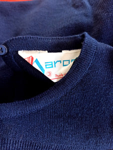 1960s - DEADSTOCK - MAROSC, Spain - Navy Knit Cardigan - Sz 3