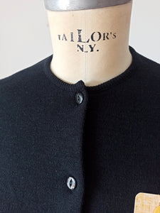 1960s - DEADSTOCK - COFASA, Spain - Black Knit Cardigan - Sz 4