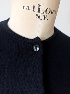 1960s - DEADSTOCK - COFASA, Spain - Black Knit Cardigan - Sz 4