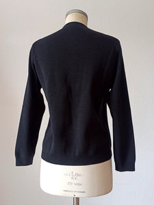 1960s - DEADSTOCK - COFASA, Spain - Black Knit Cardigan - Sz 4