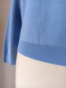 1960s - DEADSTOCK - VICENTE, Spain - Blue Knit Sweater - Sz 4