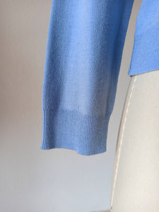 1960s - DEADSTOCK - VICENTE, Spain - Blue Knit Sweater - Sz 4
