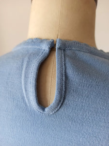 1960s - DEADSTOCK - VICENTE, Spain - Blue Knit Sweater - Sz 4