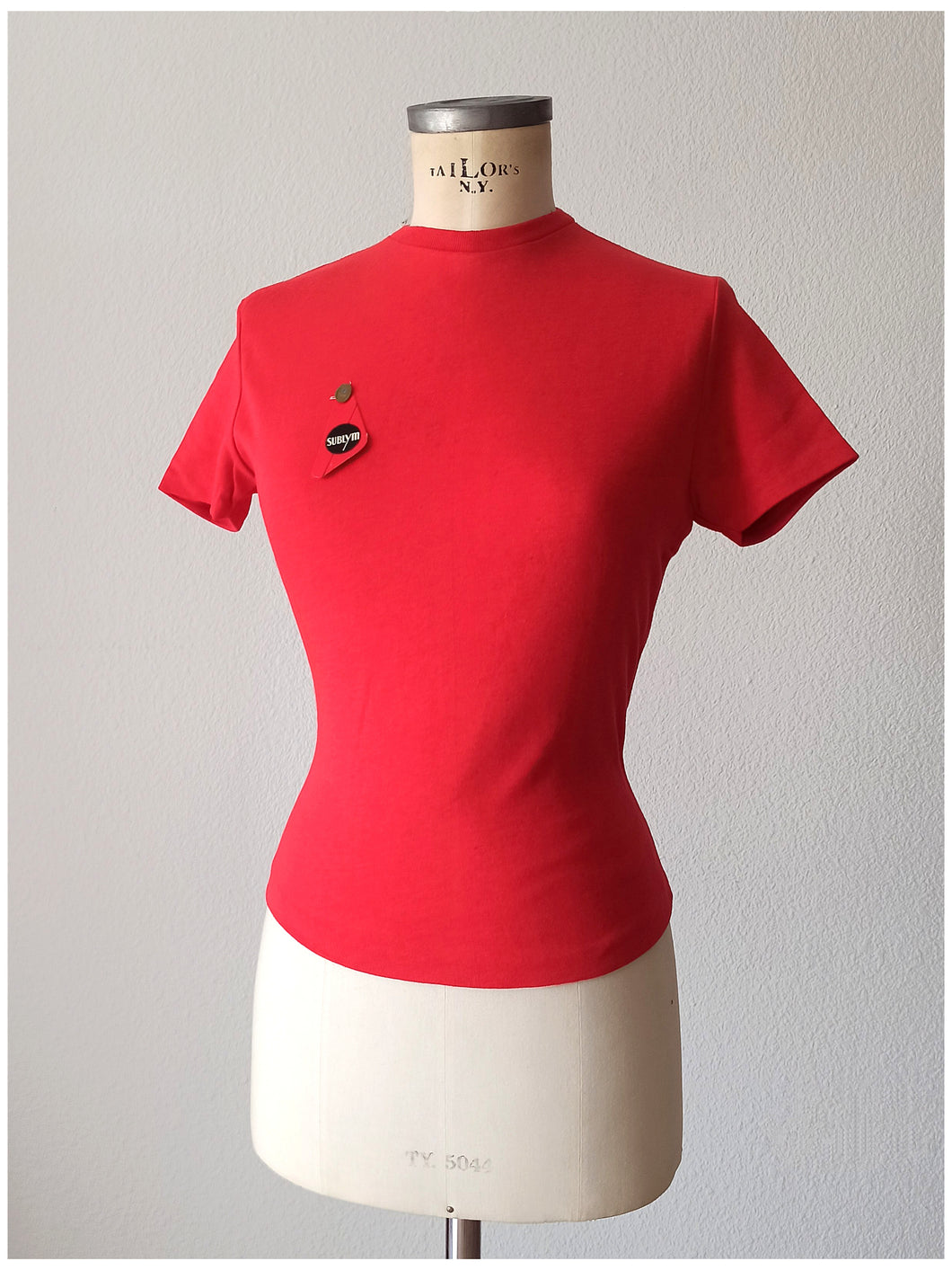 1960s - DEADSTOCK - SUBLYM, Spain - Red Zipper Black Top - Sz 2