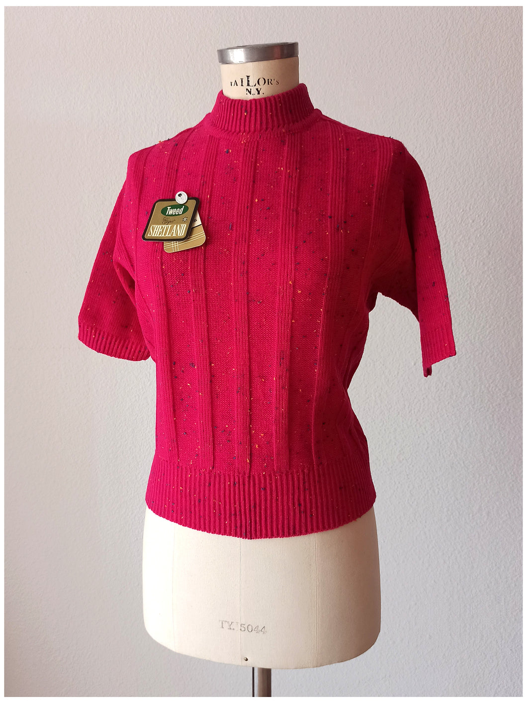 1960s - DEADSTOCK - VINTRÓ, Barcelona - Flecked Pink Knit Top - Sz 3