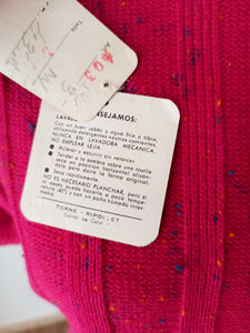 1960s - DEADSTOCK - VINTRÓ, Barcelona - Flecked Pink Knit Top - Sz 3