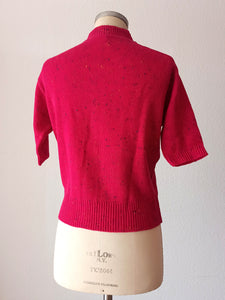 1960s - DEADSTOCK - VINTRÓ, Barcelona - Flecked Pink Knit Top - Sz 3