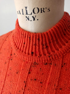 1960s - DEADSTOCK - VINTRÓ, Barcelona - Flecked Orange Knit Top - Sz 3