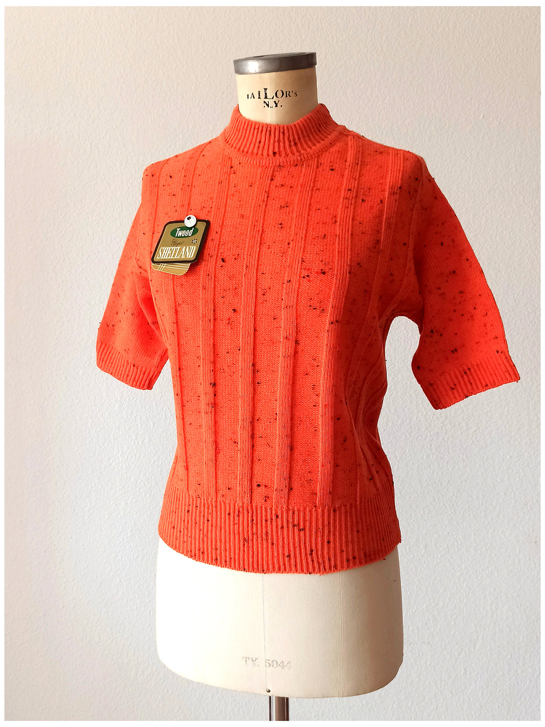 1960s - DEADSTOCK - VINTRÓ, Barcelona - Flecked Orange Knit Top - Sz 3
