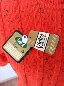 1960s - DEADSTOCK - VINTRÓ, Barcelona - Flecked Orange Knit Top - Sz 3
