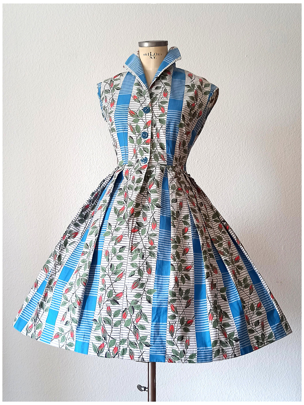 1950s - Fabulous Right Before Bloming Roseprint Dress - W27 (68cm)