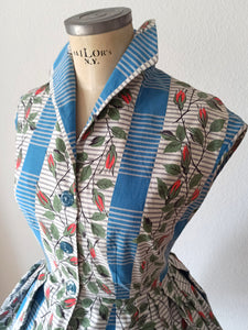 1950s - Fabulous Right Before Bloming Roseprint Dress - W27 (68cm)