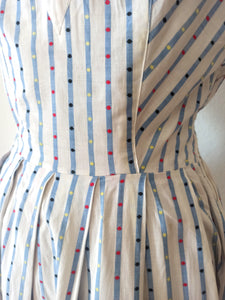 1940s 1950s - Adorable Striped Cotton Dress - W26 (66cm)