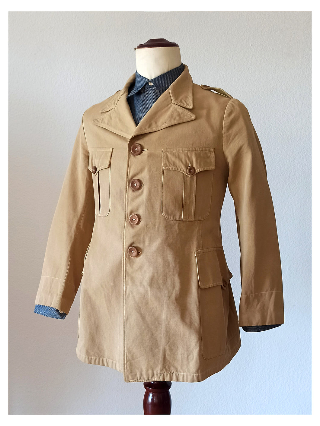 1930s 1940s - Fabulous Heavy Linen TwillJacket -