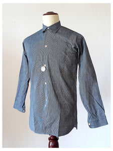 1930s 1940s - A. BATALLA, Barcelona - Deadstock Blue Striped Cotton Shirt -