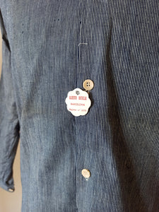 1930s 1940s - A. BATALLA, Barcelona - Deadstock Blue Striped Cotton Shirt -