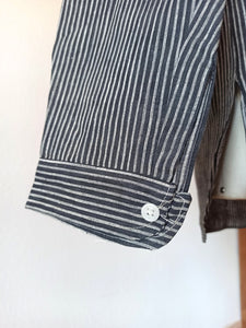 1930s 1940s - A. BATALLA, Barcelona - Deadstock Grey Striped Cotton Shirt -